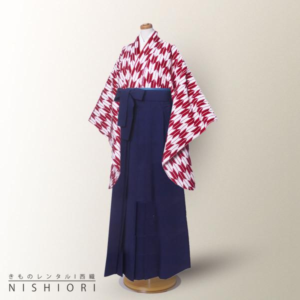 ジュニア キッズ 着物 袴 レンタル 往復十三参り 貸衣装 卒業式 小学生 赤 白 矢絣 紺 無地 ブーツ選択可 kimono-cafe_b1ar0020