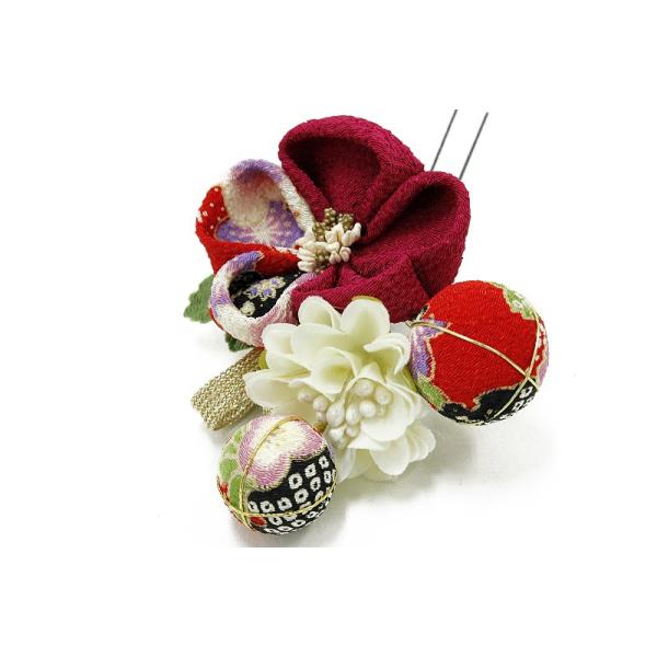 髪飾り浴衣夏祭り花火大会七五三袴花2点セット赤紫色マ髪飾り浴衣夏祭り花火大会七五三袴花2点セット赤紫色マゼンタつまみ細工玉飾り組紐簪和柄