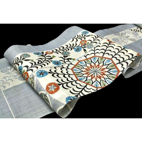 夏物栗山吉三郎名古屋帯栗山紅型紅型染薄青色ステンドグラス花紋本大麻九寸未仕立てsc4187 Buyee Buyee 提供一站式最全面最專業現地yahoo Japan拍賣代bid代拍代購服務