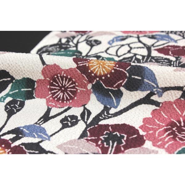 栗山吉三郎 九寸 名古屋帯 反物 紅型染 山茶花 椿 模様 浜縮緬 新品 未