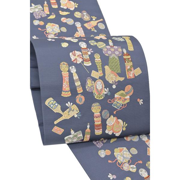 着物だいやす 208□袋帯□西陣織 山下織物 相馬紀行 立雛文 玩具 藍鉄  