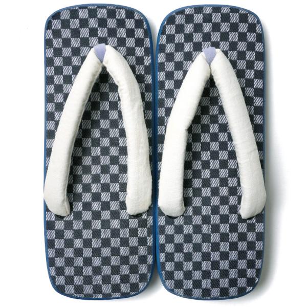 下駄 市松 グレー 紺 青 白 チェック 紙布 麻 大右近下駄 古典柄 メンズ 男性用 履物 和装 桐下駄 歩きやすい