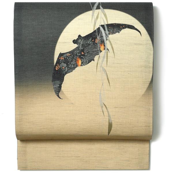 値下 新品未使用WAKKA京袋 月にこうもり グレー 名古屋 SB-040-2 楽天市場】京袋帯 WAKKA帯 名古屋帯 単品 グレー こうもり 帯 正絹 月