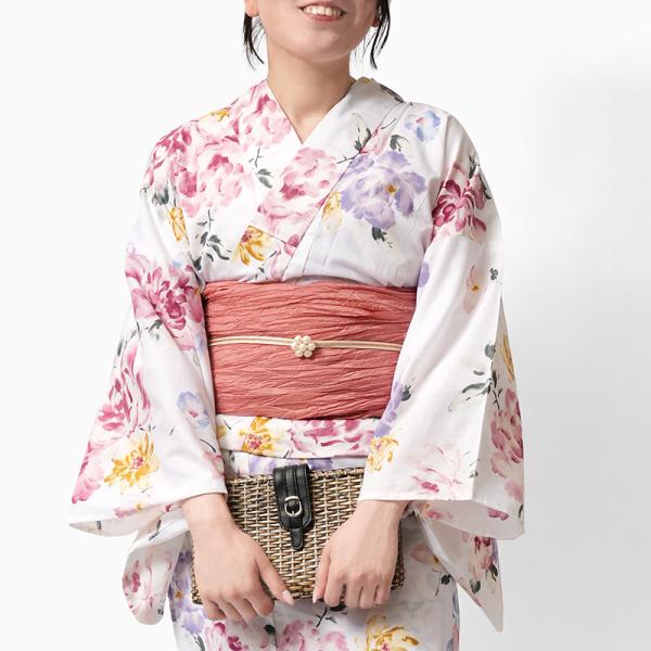 浴衣 白 ボタニカル 花柄 木綿 古典柄 大人 上品 20代 30代 レディース