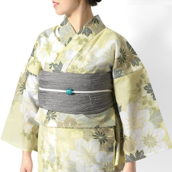 【浴衣】草花模様 秋草　注染　白地 ホワイト　レトロモダン　古典 花 綿　美品 kimono-dearjapan_10003858