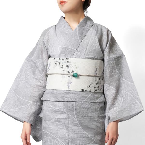 浴衣 美術サロン 綿絽 渦美 ライトグレー レディース 細密染め 幾何学