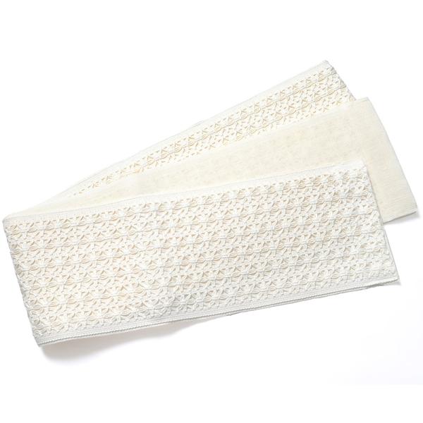 お任せ白系半幅帯+お任せ帯留めつき◇最高級国産染◇高級綿麻変わり