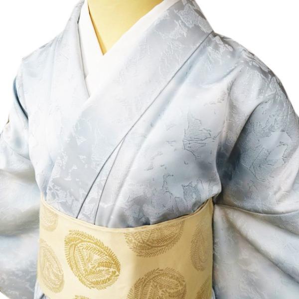 小紋 着物 未使用 正絹 袷 カジュアル 地模様 ぼかし染め 暈し 白藍色  