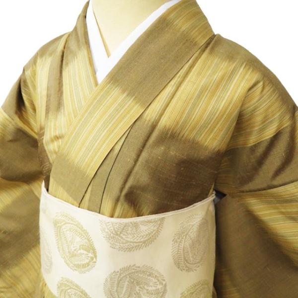紬 着物 中古 正絹 袷 カジュアル 市松模様 反端付き 薄茶系色 多色 身丈163cm 裄65.5cm L きもの北條 A1005-2 紬 着物 中古 正絹 袷 カジュアル 市松模様 反端付き 薄茶系色 多色