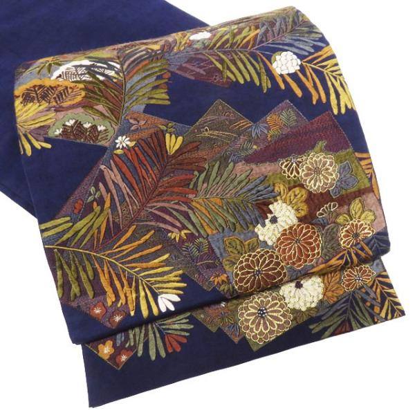 特選 京谷林蔵 袋帯 中古 リサイクル 正絹 紬地 カジュアル お太鼓柄  