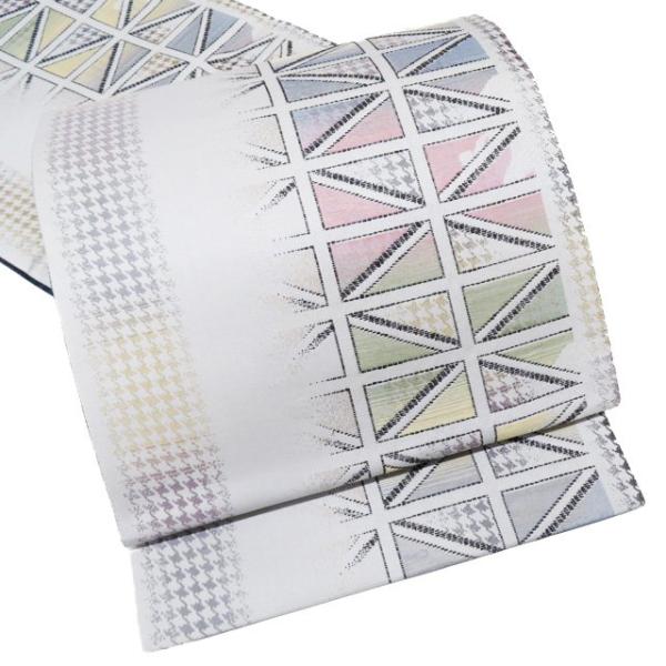 袋帯 未使用 正絹 カジュアル 仕立て上がり 六通 やまと誂製 格子 千鳥  