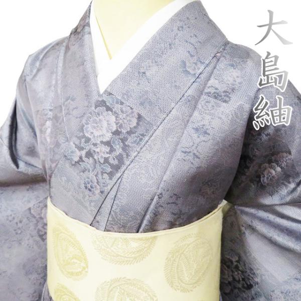 新品　美品　袷　正絹　大島紬　白大島　フルセット　4点 真綿紬帯 グ*マ様 モ46 未使用近い 美品 袷 正絹 白大島 白紬 大島紬 フルセット