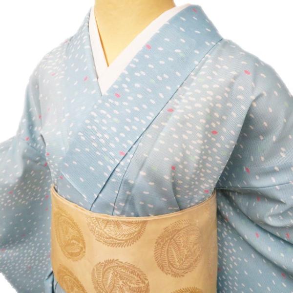 夏物 浴衣 小紋 着物 中古 ポリエステル 絽 カジュアル 水色 多色 身丈161cm 裄64.5cm M きもの北條 A1040-14 夏物 浴衣 小紋 着物 中古 ポリエステル 絽 カジュアル 水色 多色 身丈
