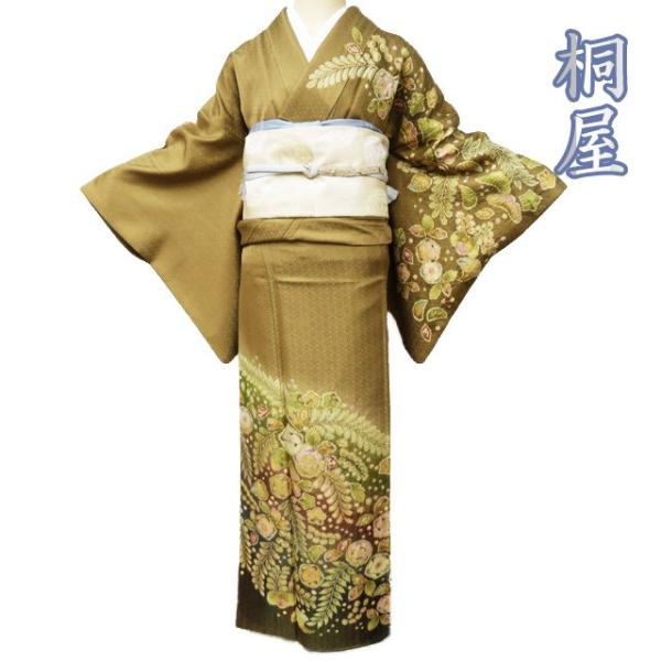 特選 訪問着 着物 中古 袷 桐屋 翠山工房 辻が花 絞り 地模様 金通し  