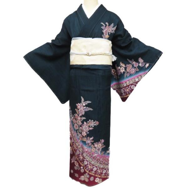 付け下げ 付下げ 訪問着 着物 未使用 正絹 染色作家 児玉任弘 花模様  