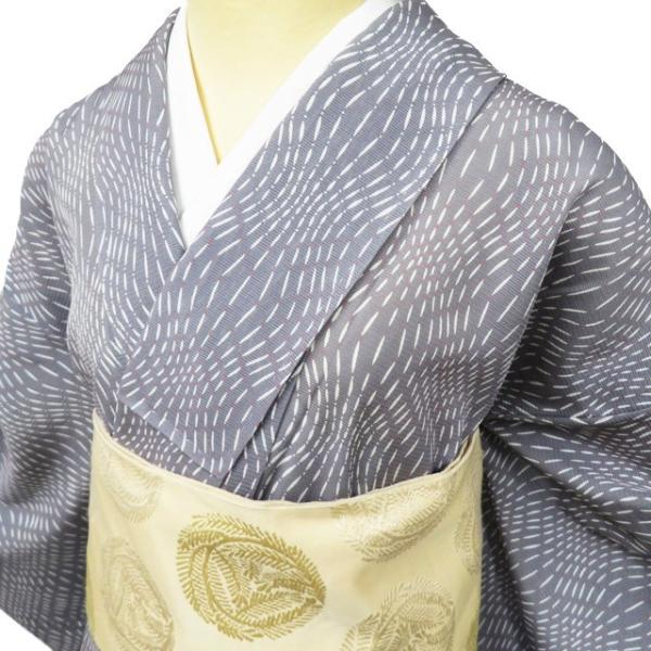 夏物 小紋 着物 中古 正絹 絽 カジュアル 格子模様 鼠色 多色 身丈158cm 裄65.5cm M きもの北條 A1061-5 夏物 小紋 着物 中古 正絹 絽 カジュアル 格子模様 鼠色 多色 身丈