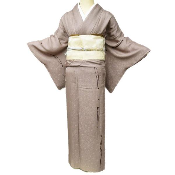 夏物 紗　付下げ 付け下げ 訪問着 着物 未使用 正絹 地模様 白茶色 焦茶色 身丈162.5cm 裄67cm M きもの北條 A1061-7 夏物 紗 付下げ 付け下げ 訪問着 着物 未使用 正絹 地模様 白茶色 焦