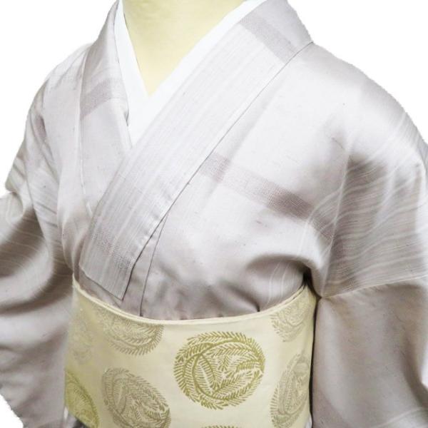 紬 着物 中古 正絹 袷 カジュアル 砂色 身丈162cm 裄66.5cm M きもの  
