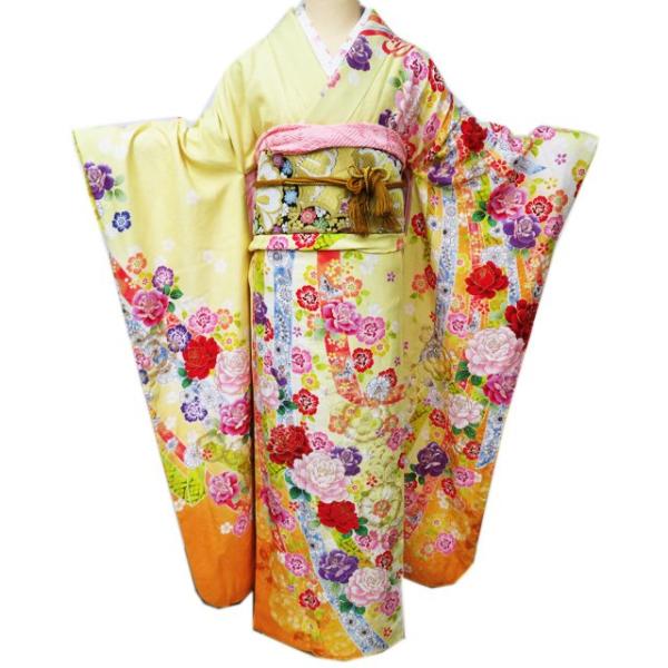 振袖 襦袢 袋帯 3点 セット 着物 中古 正絹 ポリ 花模様 銀通し 承和色 多色 金 身丈170.5cm 裄68.5cm L トール きもの北條 A1082-10 振袖 襦袢 袋帯 3点 セット 着物 中古 正絹 ポリ 花模様 銀通し 承和色