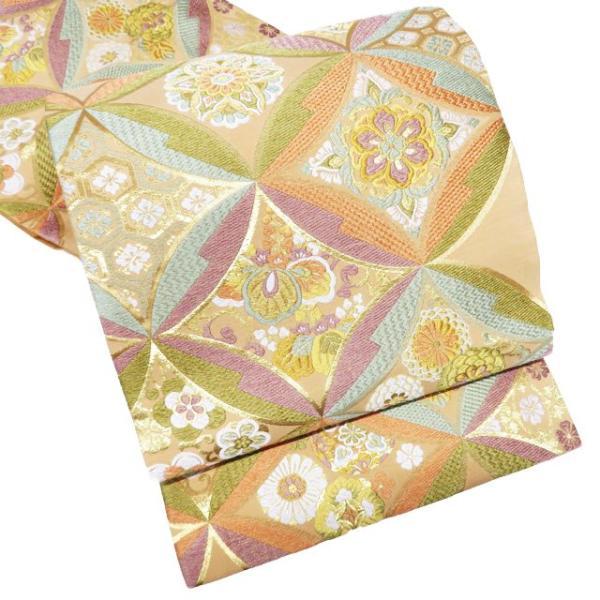 袋帯 中古 リサイクル 正絹 フォーマル 仕立て上がり 六通 七宝松皮菱  