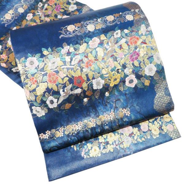 袋帯 未使用 正絹 フォーマル 仕立て上がり 六通 研ぎ出し箔 花椿蒔絵  