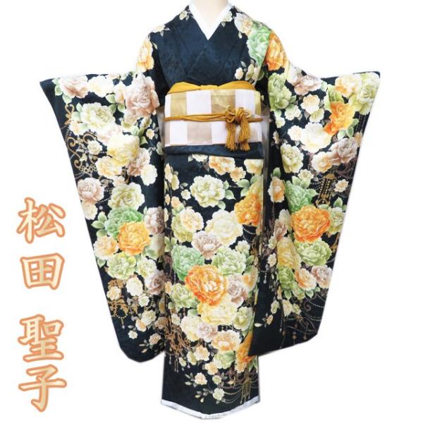 振袖 着物 未使用 正絹 SEIKO MATSUDA 松田聖子 薔薇模様 バラ 地模様