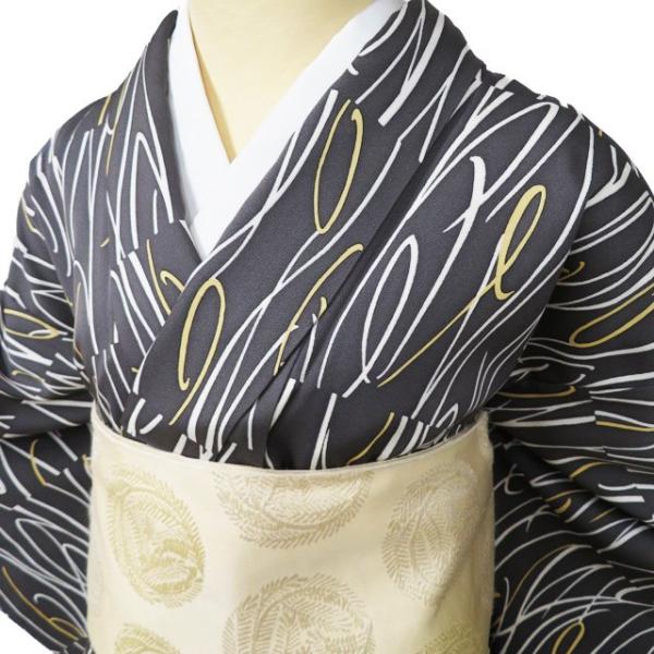 小紋 着物 中古 正絹 袷 カジュアル 線模様 消炭色 多色 身丈158cm 裄62cm M きもの北條 A1100-12 小紋 着物 中古 正絹 袷 カジュアル 線模様 消炭色 多色 身丈158cm 裄