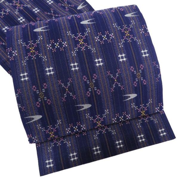 袋帯 未使用 正絹 カジュアル 仕立て上がり 六通 花織風 花織模様 絣  