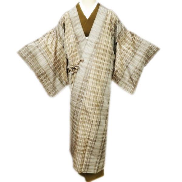 コート 道中着 着物 中古 正絹 紬地 絞り染め 茶系色 多色 身丈133.5cm 裄64cm きもの北條 A1118-1 コート 道中着 着物 中古 正絹 紬地 絞り染め 茶系色 多色 身丈133.5cm