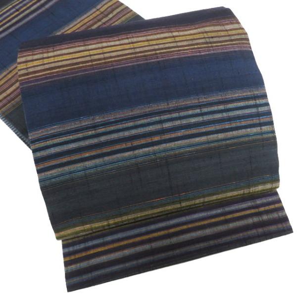 袋帯 未使用 正絹 カジュアル 仕立て上がり 六通 横段模様 マルチ  