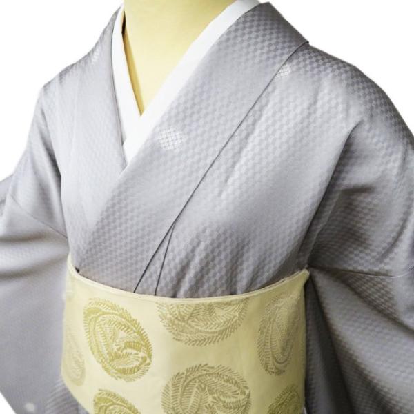 小紋 着物 中古 正絹 袷 カジュアル 作家物 伊智郎 落款 地模様 市松  