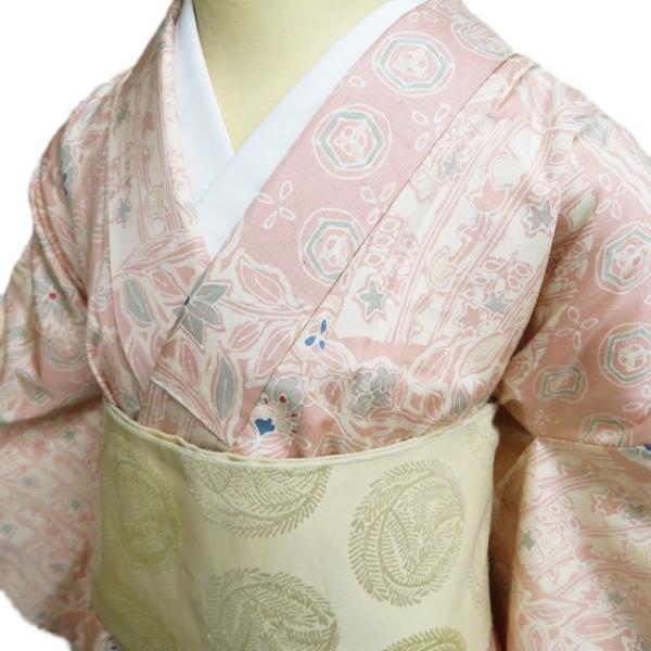 紬地 着物 中古 正絹 袷 カジュアル 花模様 似桃色 多色 身丈156.5cm 裄64.5cm M きもの北條 A1145-8 紬地 着物 中古 正絹 袷 カジュアル 花模様 似桃色 多色 身丈156.5cm
