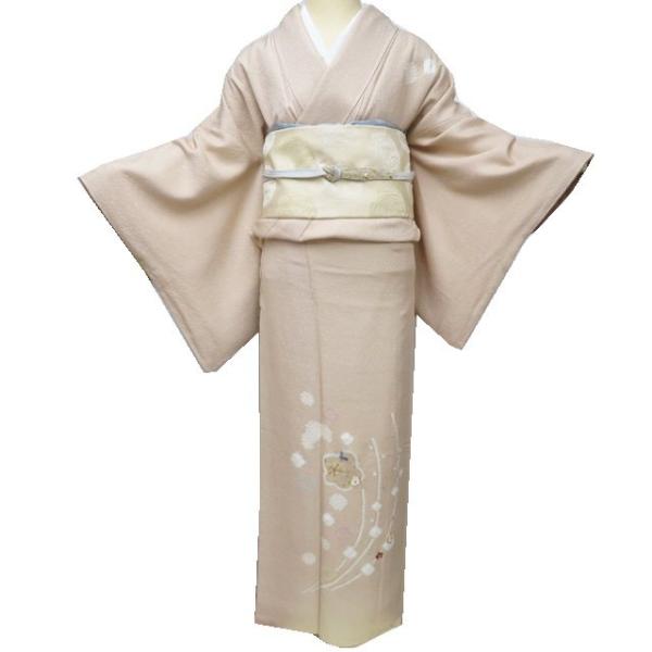 付下げ 付け下げ 訪問着 着物 中古 正絹 袷 金駒刺繍 絞り 梅の図 薄香色 多色 身丈170cm 裄68cm L トール きもの北條 A1176-10 付下げ 付け下げ 訪問着 着物 中古 正絹 袷 金駒刺繍 絞り 梅の図 薄香