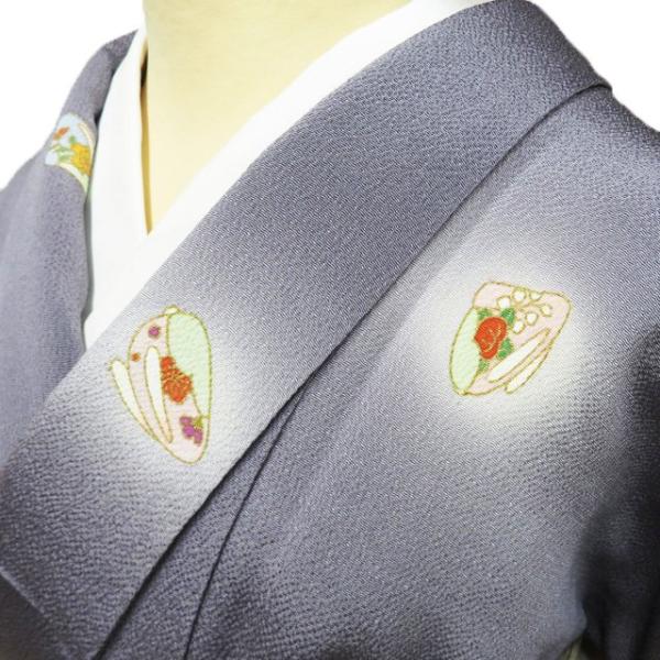 小紋 着物 中古 正絹 袷 カジュアル 兎に花模様 暈し 縮緬地 鉛色 多色 金 身丈156.5cm 裄64.5cm M きもの北條 A1183-8 小紋 着物 中古 正絹 袷 カジュアル 兎に花模様 暈し 縮緬地 鉛色 多色
