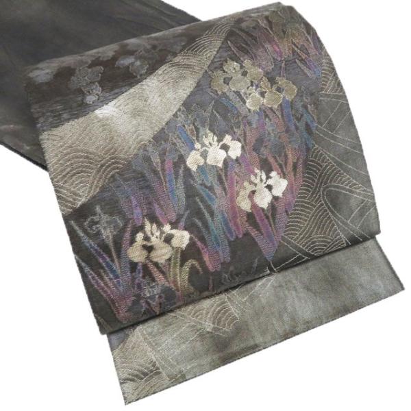 袋帯 中古 リサイクル 正絹 カジュアル 仕立て上がり お太鼓柄 花の図  