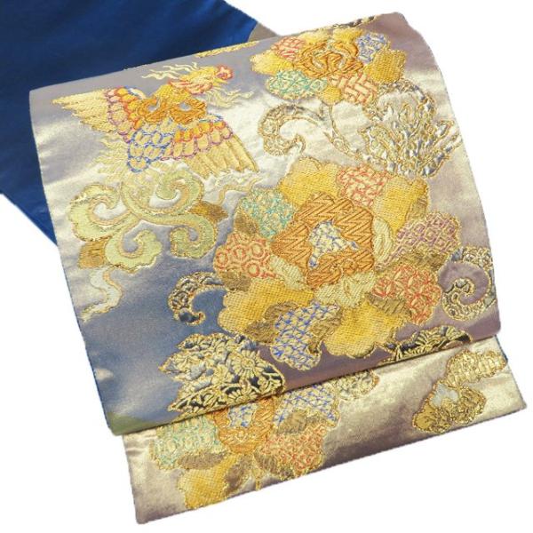 袋帯 中古 リサイクル 正絹 フォーマル 仕立て上がり 六通 本金糸 本金箔 名錦秀英裂取文 引箔 紺色 多色 金 きもの北條 A1201-12 袋帯 中古 リサイクル 正絹 フォーマル 仕立て上がり 六通 本金糸 本