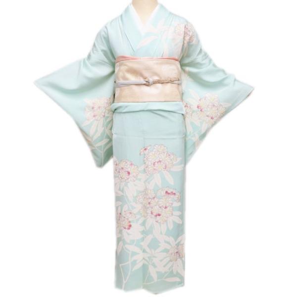付下げ 付け下げ 訪問着 着物 中古 正絹 袷 フォーマル 花の図 雪輪 水浅葱色 多色 金 身丈161cm 裄67cm M きもの北條 A1342-12 特選 本加工 訪問着 着物 中古 正絹 単衣 フォーマル 花の図 淡い水