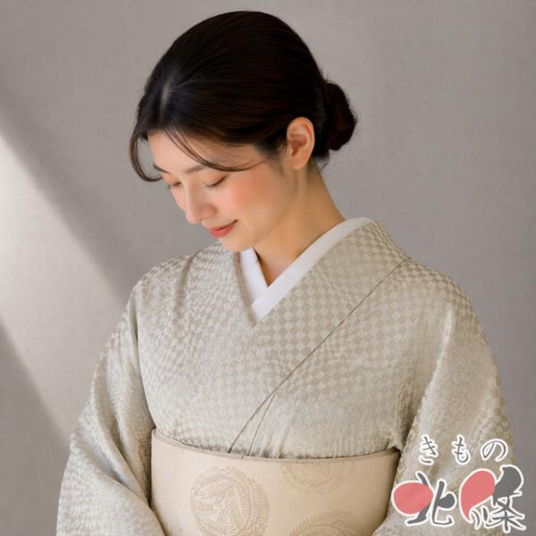 色無地 着物 未使用 正絹 袷 紋なし カジュアル 地模様 銀通し 薄卵色 身丈157.5cm 裄68.5cm M きもの北條 A1351-9 色無地 着物 未使用 正絹 袷 紋なし カジュアル 地模様 銀通し 薄卵色