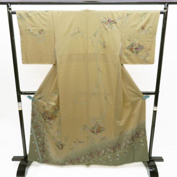 FINAL PRICE】 ☆きもの北條☆ 金彩 更紗の花鳥 気品豊かな装いに 濃い 