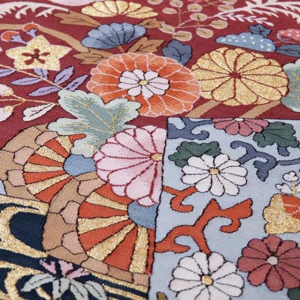 ☆きもの北條☆ 明綴れ 色紙に花鳥の図 織りの彩り浮かぶ、優雅な一条  