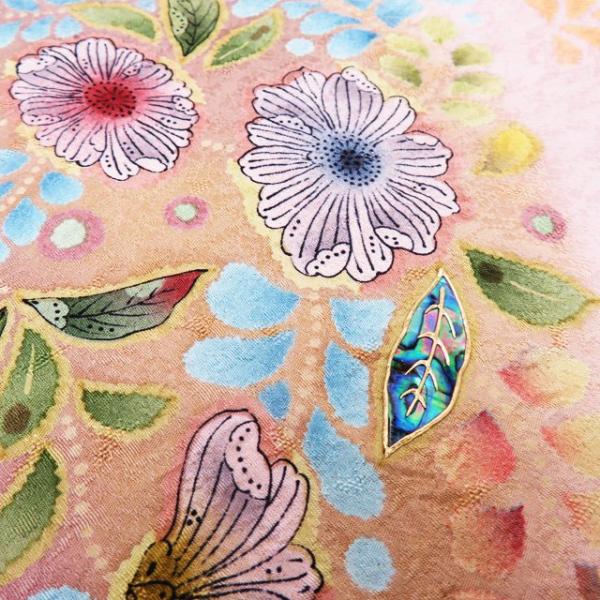 付け下げ 手描 金彩 扇面に四季の花 浜ちりめん 水色 正絹 反物 付け下げ 手描 金彩 扇面に四季の花 浜ちりめん 水色 正絹 反物 19