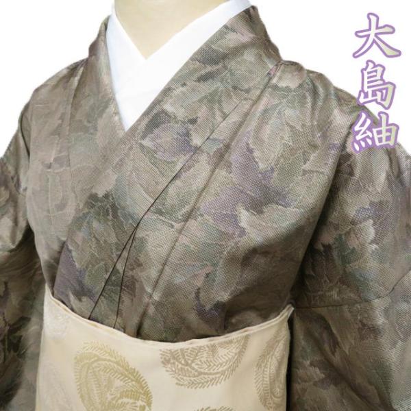 FINAL PRICE ／ 特選 紬 大島紬 着物 中古 正絹 袷 カジュアル 花模様 