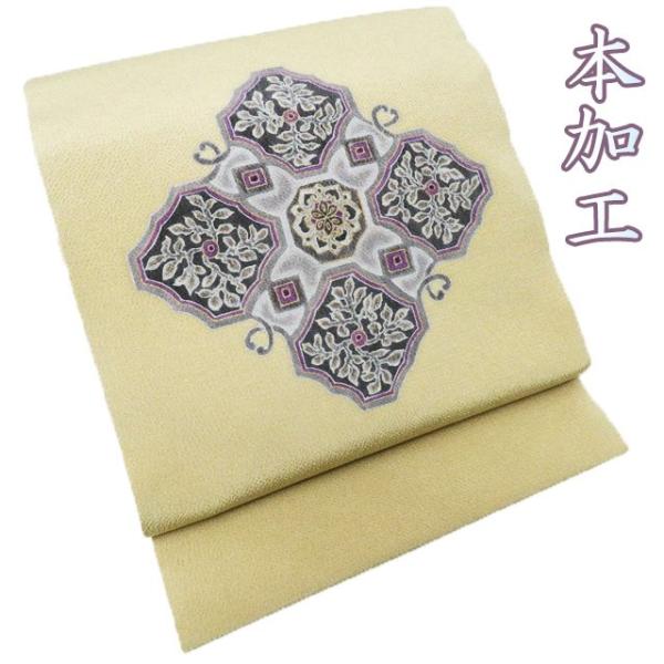 特選 名古屋帯 未使用 正絹 縮緬地 ちりめん カジュアル 仕立て上がり  