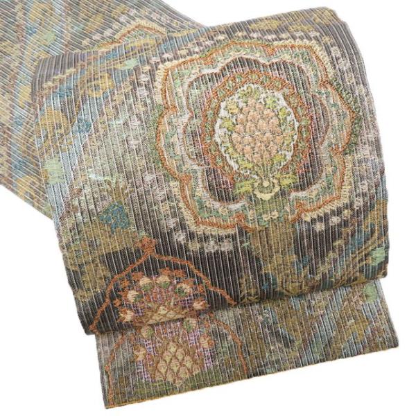 袋帯 中古 リサイクル 正絹 フォーマル 仕立て上がり 六通 華文 箔糸  