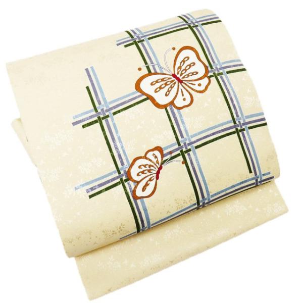 名古屋帯 中古 リサイクル 正絹 カジュアル 仕立て上がり お太鼓柄 蝶