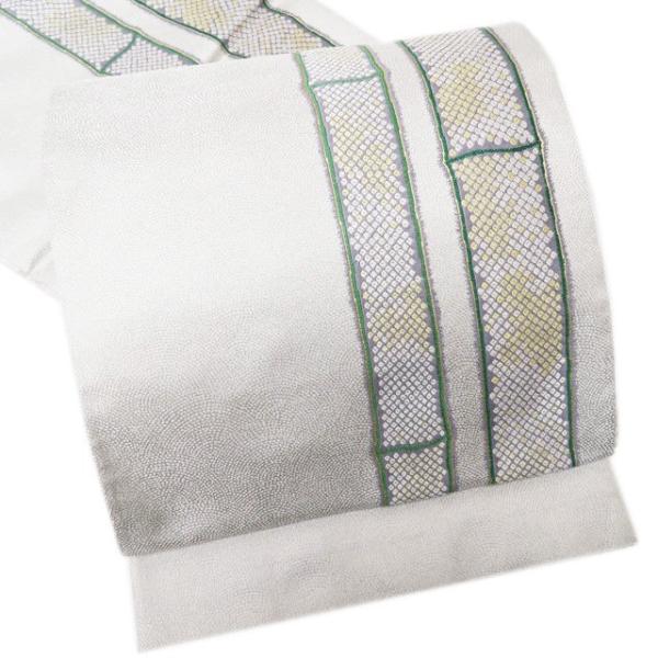 袋帯 中古 リサイクル 正絹 仕立て上がり 六通 竹に鹿の子模様 梅鉢