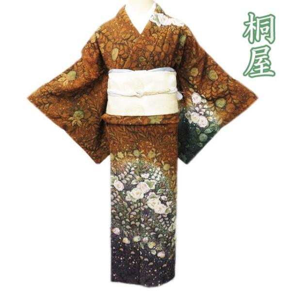 特選 訪問着 着物 中古 正絹 袷 フォーマル 桐屋 翠山工房 辻が花 絞り 金通し 深緑色 多色 金 身丈161cm 裄65cm M きもの北條 A1348-8 特選 訪問着 着物 中古 正絹 袷 フォーマル 桐屋 翠山工房 辻が花 絞り