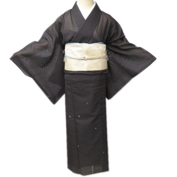 夏物 付下げ 付け下げ 訪問着 着物 中古 正絹 紗 フォーマル 刺繍 蚊絣模様 墨色 身丈163cm 裄69cm L きもの北條 A892-5 夏物 付下げ 付け下げ 訪問着 着物 中古 正絹 紗 フォーマル 刺繍 蚊絣