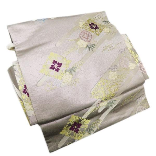 作り帯 付け帯 つけ帯 中古 リサイクル 正絹 フォーマル 植物文様 花菱  