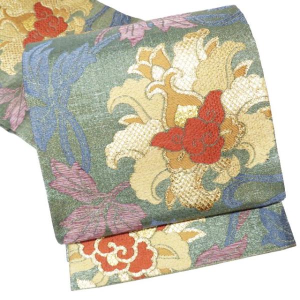 袋帯 中古 リサイクル 正絹 フォーマル 仕立て上がり 全通 植物文様  